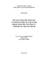 kế toán phải thu, phải trả và đánh giá hiệu quả quản trị khoản phải thu tại công ty tnhh địa ốc thu đại thành
