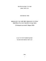 khảo sát các chỉ tiêu sinh sản và tăng trưởng của các nguồn cá sặc rằn (trichogaster pectoralis regan, 1910)