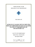 đánh giá sự vận dụng thủ tục phân tích trong quy trình kiểm toán báo cáo tài chính tại công ty tnhh kiểm toán chi nhánh miền tây