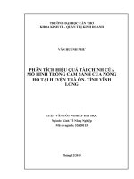 phân tích hiệu quả tài chính của mô hình trồng cam sành của nông hộ tại huyện trà ôn, tỉnh vĩnh long