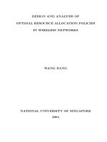 Design and analysis of optimal resource allocation policies in wireless networks 