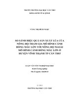 so sánh hiệu quả sản xuất lúa của nông hộ tham gia mô hình cánh đồng mẫu lớn với nông hộ ngoài mô hình cánh đồng mẫu lớn ở huyện vĩnh thạnh tp cần thơ
