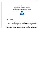 Tiểu luận Các chất độc và chất kháng dinh dưỡng có trong thành phần hóa học của nguyên liệu động thực vật, phương pháp xử lý