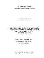 phân tích hiệu quả sản xuất mô hình trồng luân canh bắp trên nền đất lúa tại huyện trà ôn, tỉnh vĩnh long