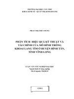 phân tích hiệu quả kỹ thuật và tài chính của mô hình trồng khoai lang tím ở huyện bình tân, tỉnh vĩnh long
