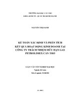 kế toán xác định và phân tích kết quả hoạt động kinh doanh tại công ty trách nhiệm hữu hạn gas petrolimex cần thơ