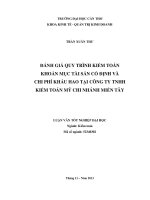 đánh giá quy trình kiểm toán khoản mục tài sản cố định và chi phí khấu hao tại công ty tnhh kiểm toán mỹ chi nhánh miền tây
