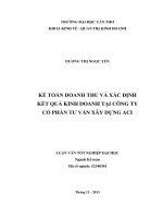 kế toán doanh thu và xác định kết quả kinh doanh tại công ty cổ phần tư vấn xây dựng aci
