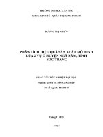 phân tích hiệu quả sản xuất mô hình lúa 2 vụ ở huyện ngã năm, tỉnh sóc trăng