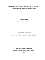 A critical analysis of environmental governance in urban china a case study of nanjing