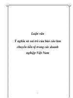 Ý nghĩa và vai trò của báo cáo lưu chuyển tiền tệ trong các doanh nghiệp việt nam 