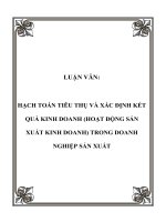 HẠCH TOÁN TIÊU THỤ và xác ĐỊNH kết QUẢ KINH DOANH (HOẠT ĐỘNG sản XUẤT KINH DOANH) TRONG DOANH NGHIỆP sản XUẤT 