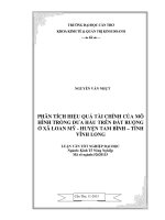 phân tích hiệu quả tài chính của mô hình trồng dưa hấu trên đất ruộng ở xã loan mỹ   huyện tam bình – tỉnh vĩnh long