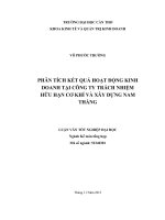 phân tích kết quả hoạt động kinh doanh tại công ty trách nhiệm hữu hạn cơ khí và xây dựng nam thắng