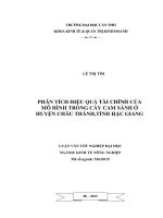 phân tích hiệu quả tài chính của mô hình trồng cây cam sành ở huyện châu thành,tỉnh hậu giang