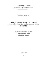 phân tích hiệu quả kỹ thuật sản xuất lúa ở huyện châu thành   tỉnh an giang