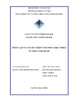 phân lập và tuyển chọn nấm men chịu nhiệt từ men cơm rượu