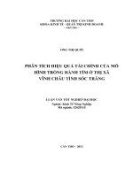 phân tích hiệu quả tài chính của mô hình trồng hành tím ở thị xã vĩnh châu tỉnh sóc trăng
