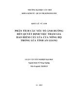 phân tích các yếu tố ảnh hƣởng đến quyết định việc tham gia bảo hiểm cây lúa của nông hộ trồng lúa tỉnh an giang