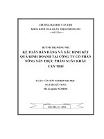 kế toán bán hàng và xác định kết quả kinh doanh tại công ty cổ phần nông sản thực phẩm xuất khẩu cần thơ