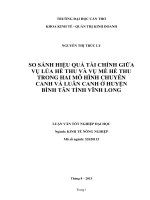 so sánh hiệu quả tài chính giữa vụ lúa hè thu và vụ mè hè thu trong hai mô hình chuyên canh và luân canh ở huyện bình tân tỉnh vĩnh long