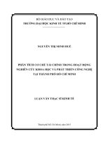 Phân tích cơ chế tài chính trong hoạt động nghiên cứu khoa học và phát triển công nghệ tại thành phố hồ chí minh 