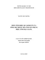 phân tích hiệu quả kinh tế của nông hộ trồng mía ở huyện phụng hiệp, tỉnh hậu giang