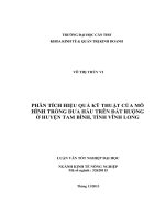 phân tích hiệu quả kỹ thuật của mô hình trồng dưa hấu trên đất ruộng ở huyện tam bình, tỉnh vĩnh long