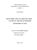 hoàn thiện công tác kiểm tra thuế tại chi cục thuế quận ninh kiều thành phố cần thơ