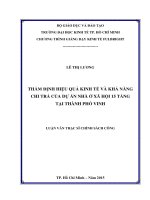 Thẩm định hiệu quả kinh tế và khả năng chi trả của dự án nhà ở xã hội 15 tầng tại thành phố vinh 