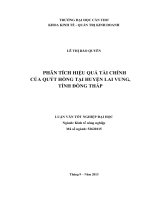 phân tích hiệu quả tài chính của quýt hồng tại huyện lai vung, tỉnh đồng tháp