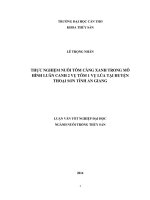 thực nghiệm nuôi tôm càng xanh trong mô hình luân canh 2 vụ tôm 1 vụ lúa tại huyện thoại sơn tỉnh an giang