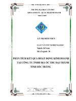 phân tích kết quả hoạt động kinh doanh tại công ty tnhh địa ốc thu đại thành tỉnh sóc trăng