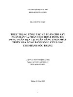 thực trạng công tác kế toán cho vay ngắn hạn và phân tích hoạt động tín dụng ngắn hạn tại ngân hàng tmcp phát triển nhà đồng bằng sông cửu long chi nhánh sóc trăng