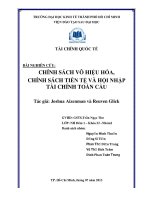 Bài tập nhóm chính sách vô hiệu hóa, chính sách tiền tệ và hội nhập tài chính toàn cầu 