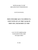 phân tích hiệu quả tài chính của chăn nuôi vịt lấy thịt tại quận thốt nốt, thành phố cần thơ