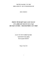 phân tích kết quả sản xuất của hộ sản xuất lúa tại huyện cờ đỏ   thành phố cần thơ