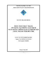 phân tích thực trạng tín dụng tại phòng giao dịch ngân hàng chính sách xã hội huyện châu thành tỉnh bến tre