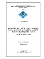 khảo sát hội chứng m.m.a trên heo nái và ảnh hưởng của bệnh lên đàn heo con tại trại heo giống trịnh xuân hướng