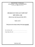 ĐỀ THI KHẢO SÁT VÀO LỚP 10  ĐỀ ÁN TIẾNG ANH MỚI 20152016