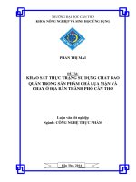 khảo sát thực trạng sử dụng chất bảo quản trong sản phẩm chả lụa mặn và chay ở địa bàn thành phố cần thơ
