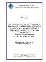 điều tra nông dân khảo sát một số đặc tính sinh học và đánh giá hiệu lực một số loại thuôc hóa học trong điều kiện phòng thí nghiệm đối với sâu đục dây khoai lang