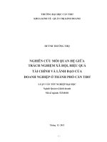 nghiên cứu mối quan hệ giữa trách nghiệm xã hội, hiệu quả tài chính và lãnh đạo của doanh nghiệp ở thành phố cần thơ