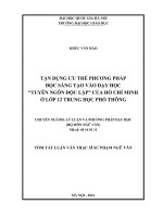 Tận dụng ưu thế phương pháp đọc sáng tạo vào dạy học tuyên ngôn độc lập của hồ chí minh ở lớp 12 trung học phổ thông 