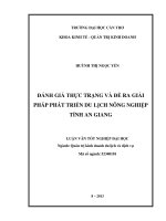 đánh giá thực trạng và đề ra giải pháp phát triển du lịch nông nghiệp tỉnh an giang