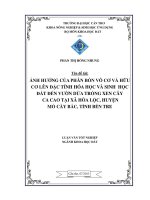 ảnh hưởng của phân bón vô cơ và hữu cơ lên đặc tính hóa học và sinh học đất đến vườn dừa trồng xen cây ca cao tại xã hòa lộc, huyện mỏ cày bắc, tỉnh bến tre