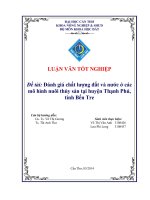 Đánh giá chất lượng đất và nước ở các mô hình nuôi thủy sản tại huyện thạnh phú,tỉnh bến tre