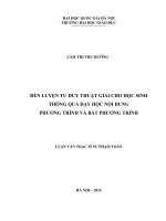 Rèn luyện tư duy thuật giải cho học sinh thông qua dạy học nội dung phương trình và bất phương trình 