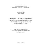 phân tích các yếu tố ảnh hưởng đến hành vi mua vé số kiến thiết của người dân quận ninh kiều thành phố cần thơ