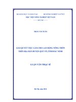 Giải quyết việc làm cho lao động nông thôn trên địa bàn huyện quế võ, tỉnh bắc ninh